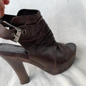 Fergie Dark Brown Open Toe Shoes